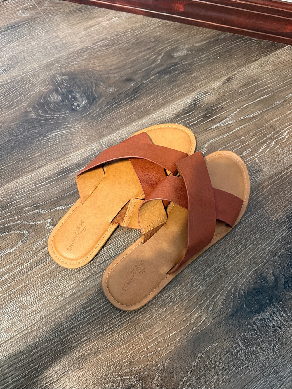 Women's Cross-Strap Slide Sandals - Tan/Brown